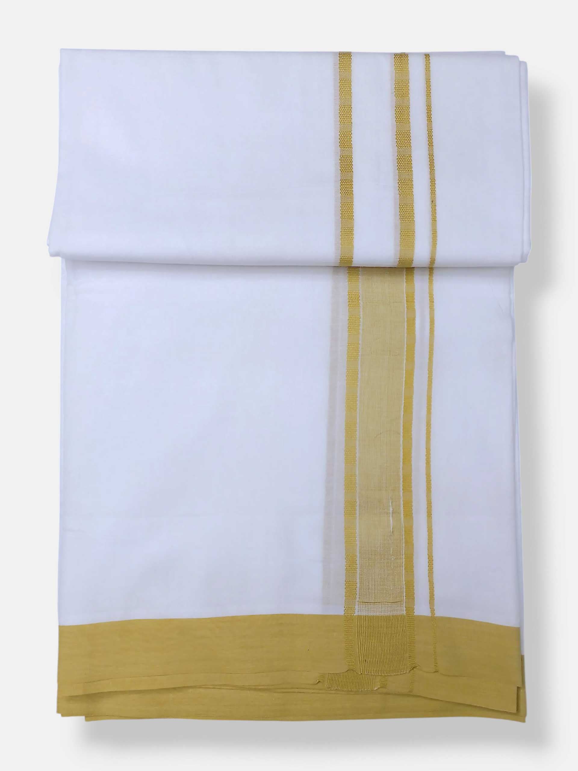 Pure White Cotton Men's Double Dhoti