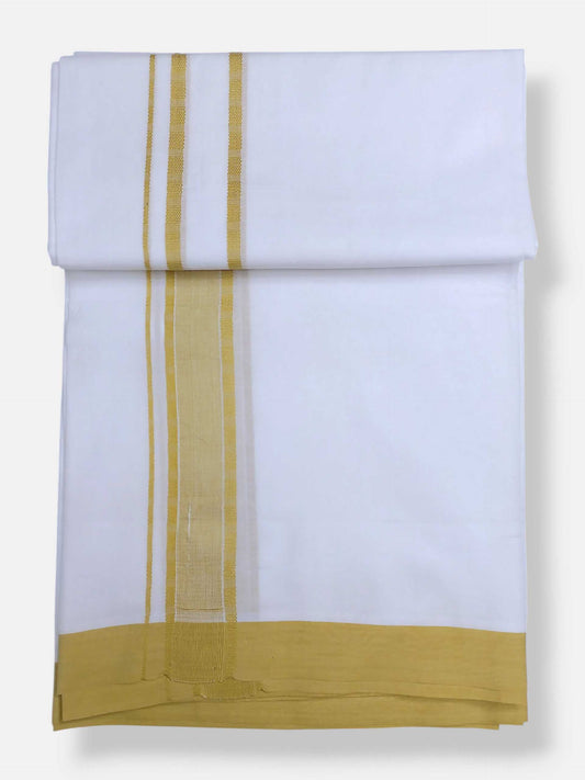 Pure White Cotton Men's Double Dhoti