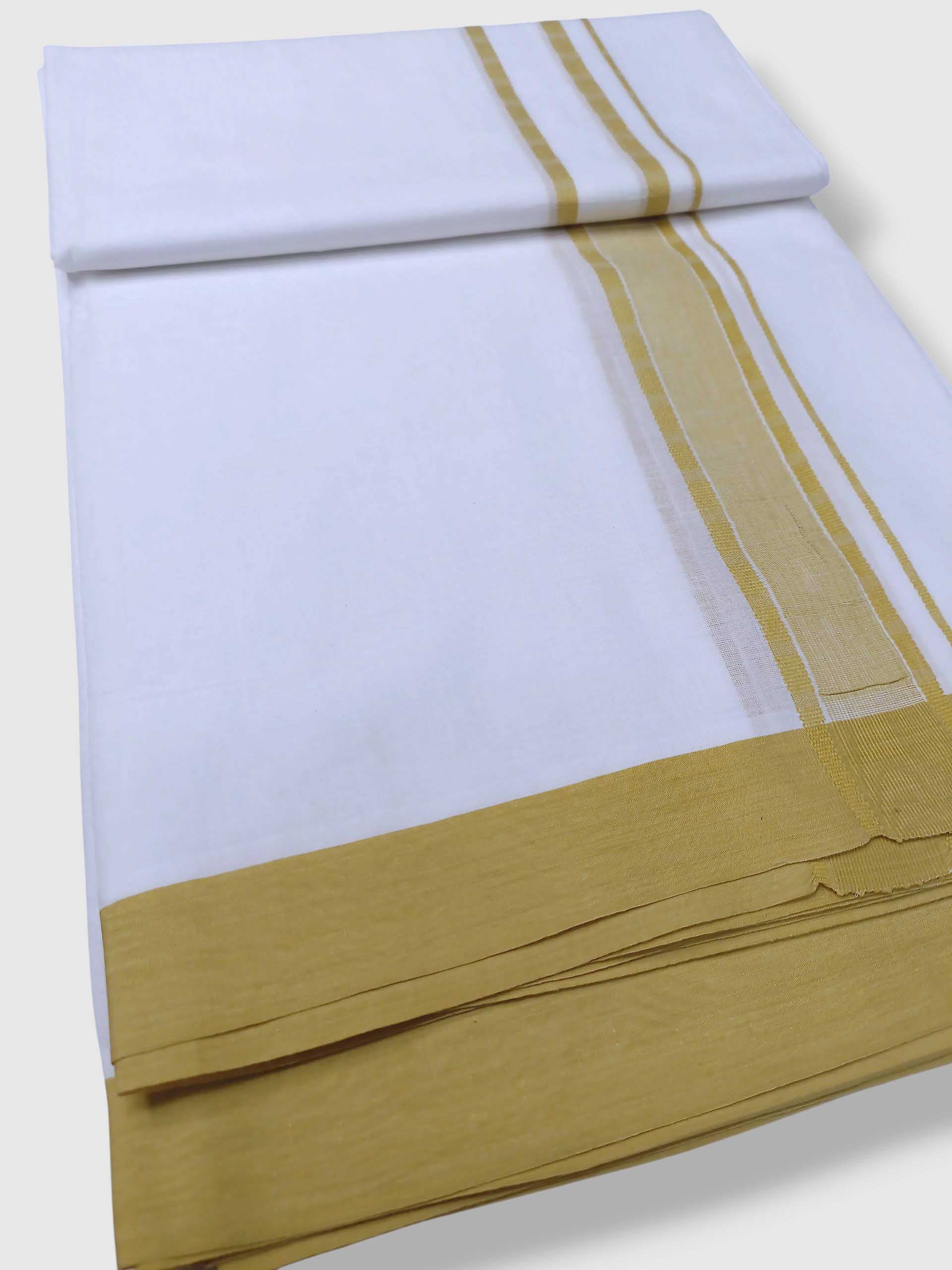 Pure White Cotton Men's Double Dhoti