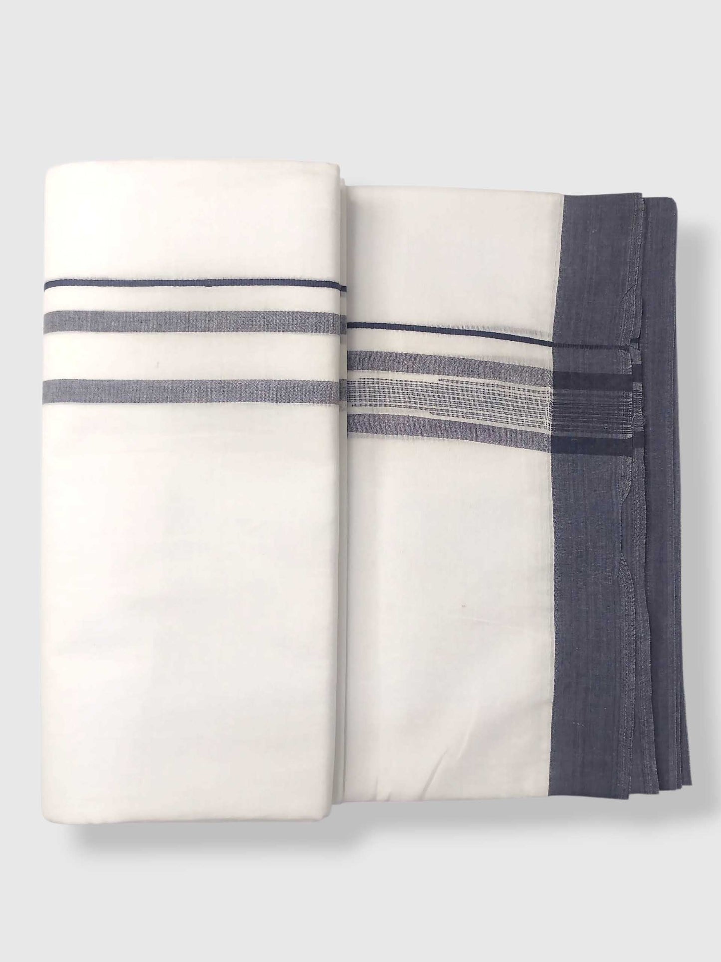 Pure White Cotton Men's Double Dhoti