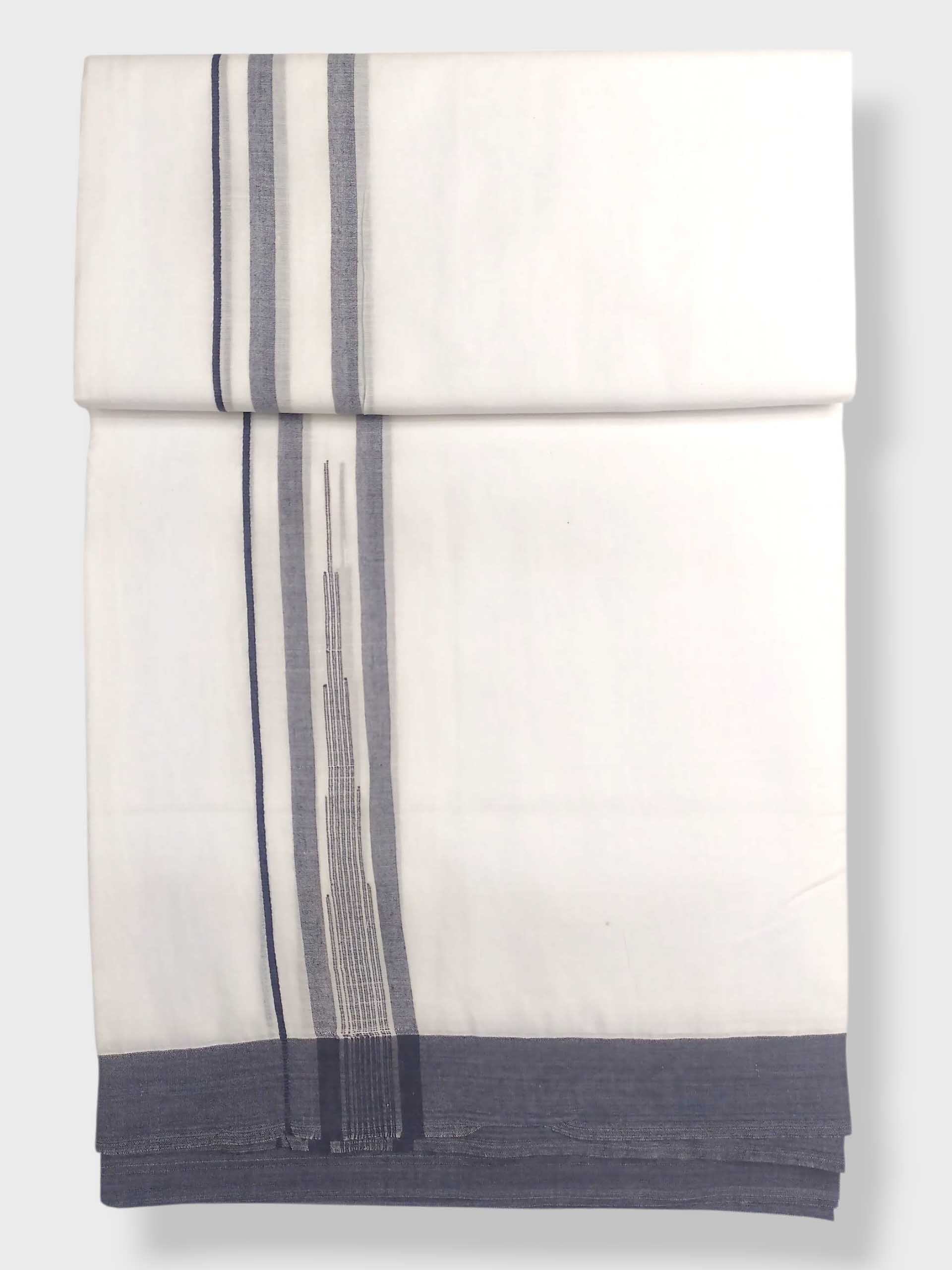 Pure White Cotton Men's Double Dhoti
