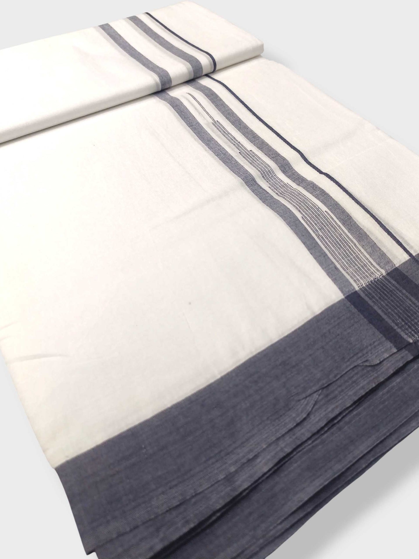 Pure White Cotton Men's Double Dhoti