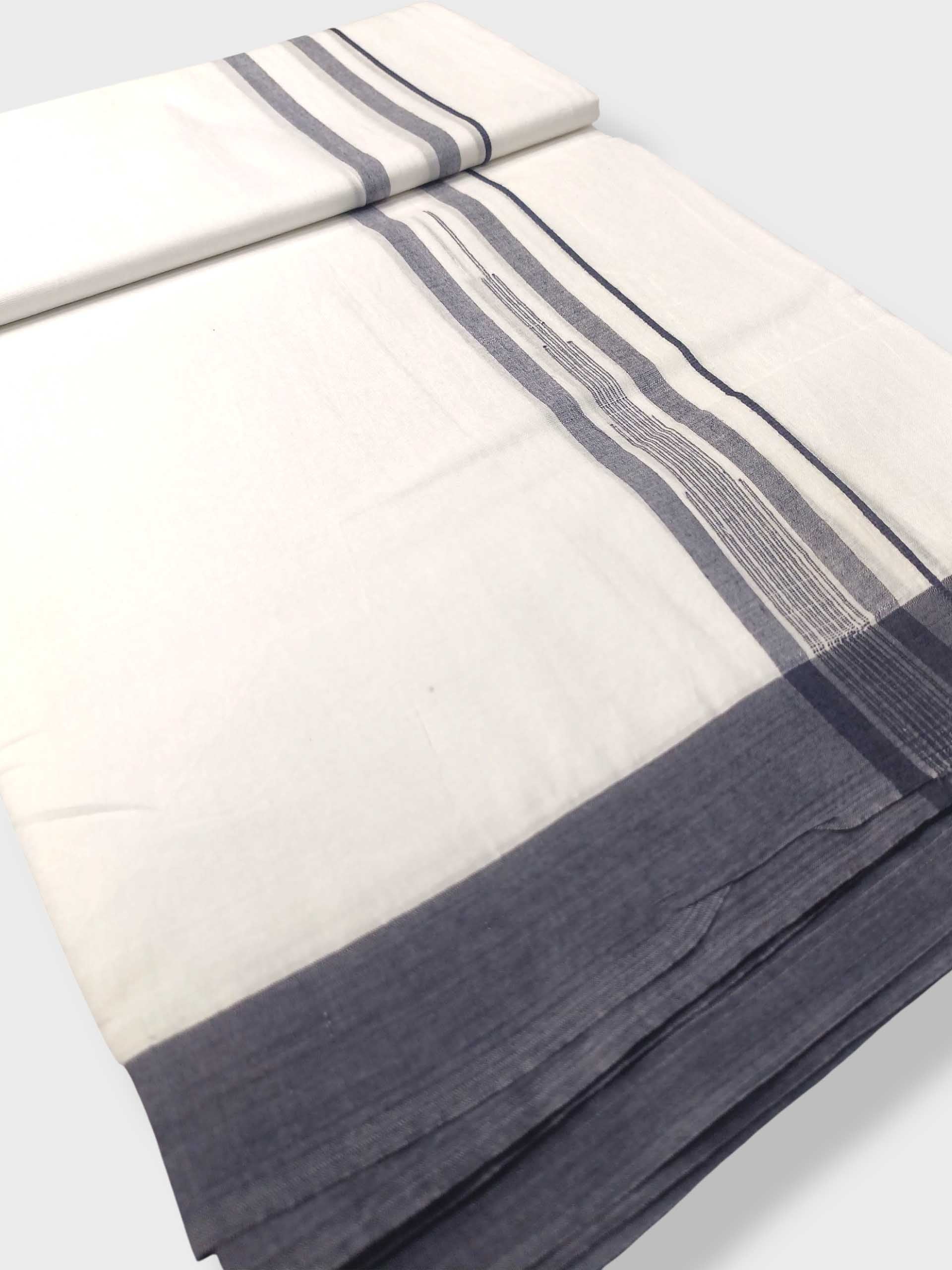 Pure White Cotton Men's Double Dhoti