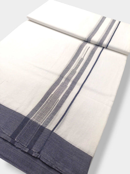 Pure White Cotton Men's Double Dhoti