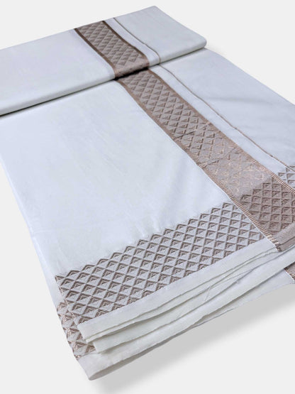 Single Kerala Pure White Mundu/Dhoti