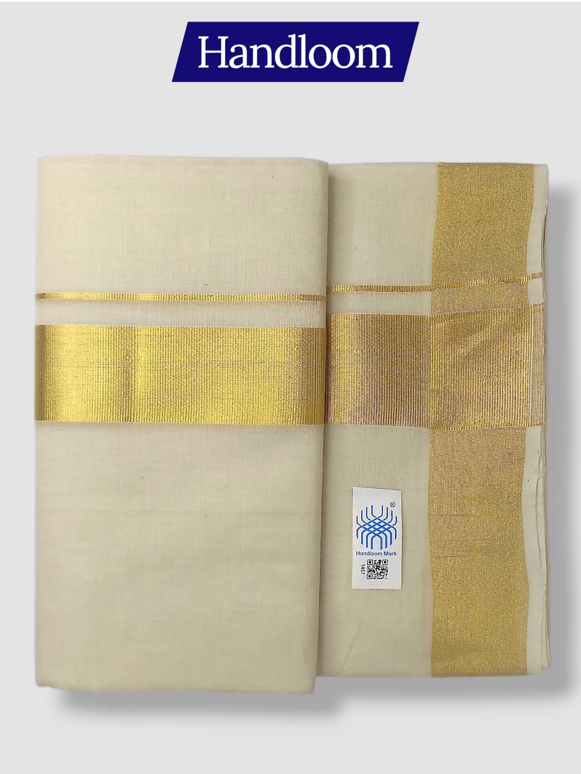 Original Balaramapuram Handloom Kasavu Mundu for Men