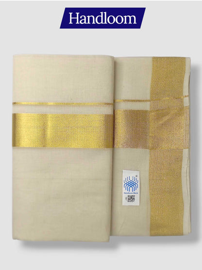 Original Balaramapuram Handloom Kasavu Mundu for Men