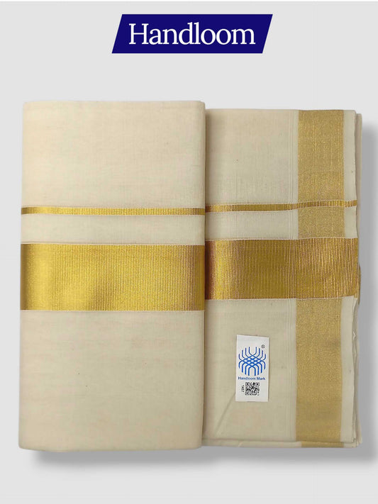 Original Balaramapuram Handloom Kasavu Mundu for Men