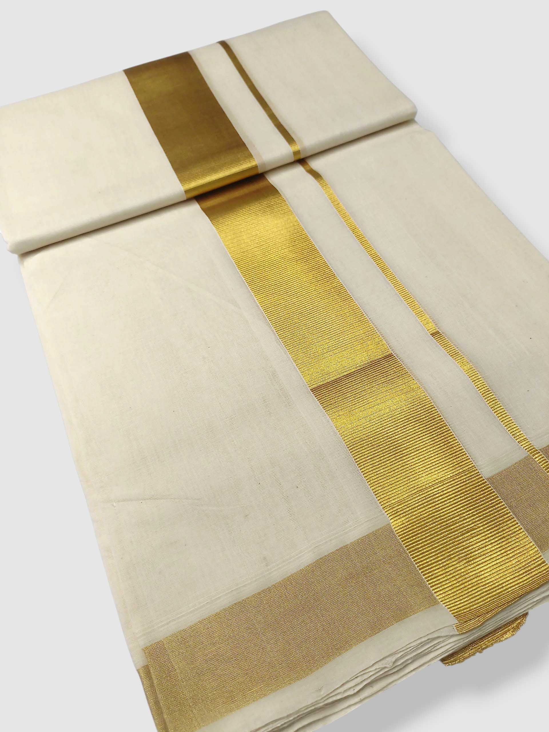 Original Balaramapuram Handloom Kasavu Mundu for Men