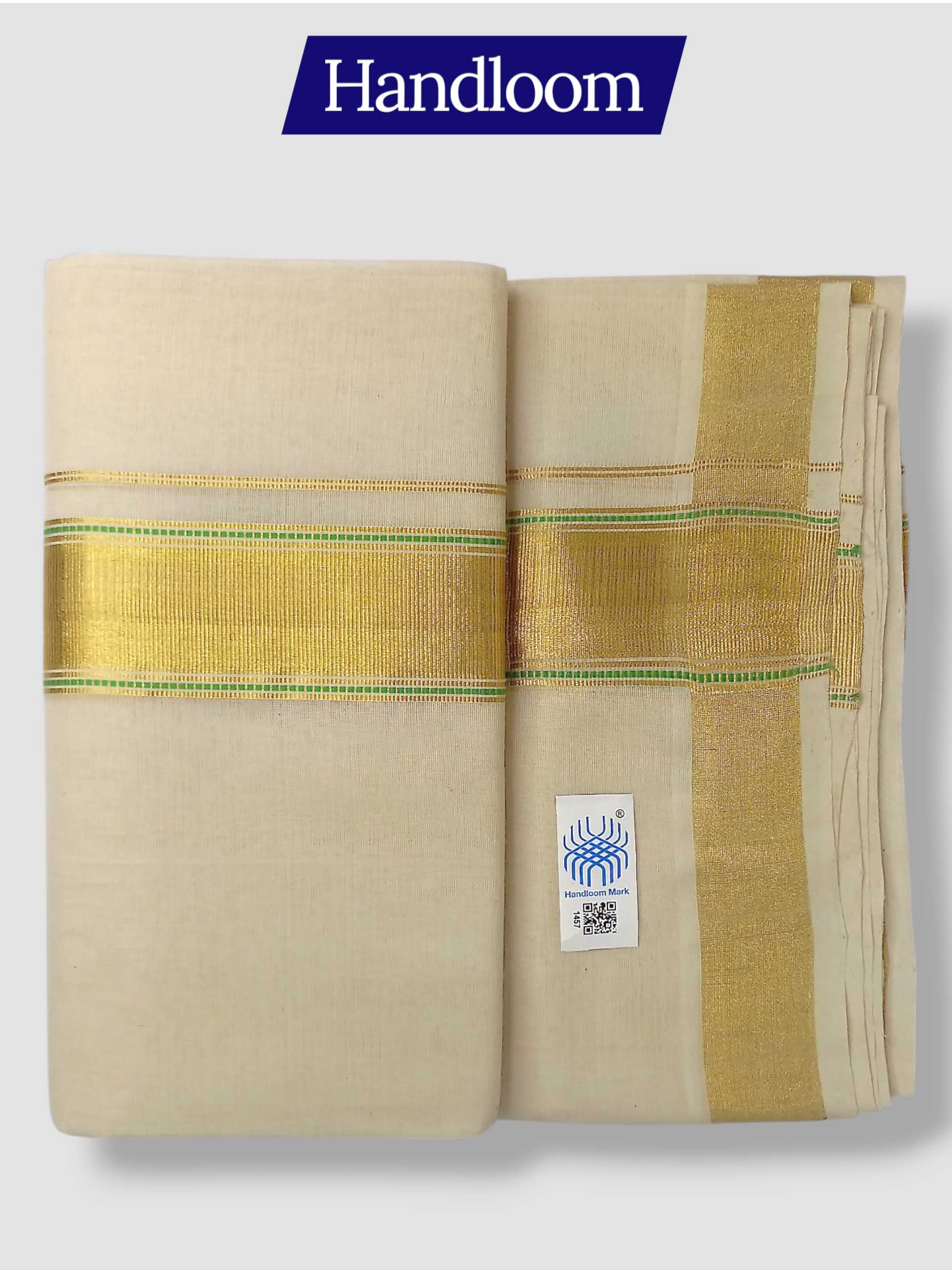 Original Balaramapuram Handloom Kasavu Mundu for Men