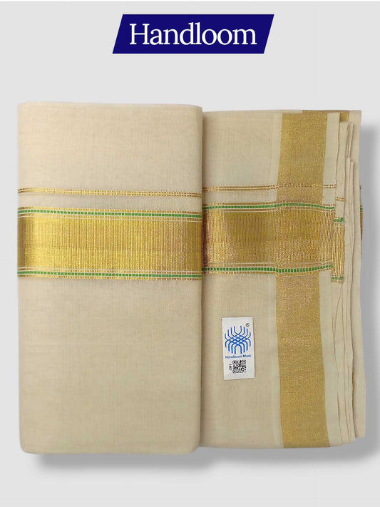 Original Balaramapuram Handloom Kasavu Mundu for Men
