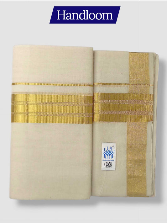 Original Balaramapuram Handloom Kasavu Mundu for Men
