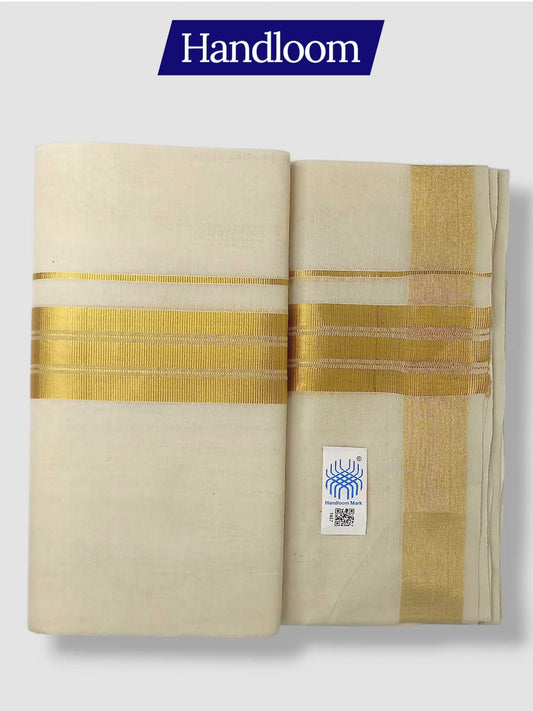 Original Balaramapuram Handloom Kasavu Mundu for Men