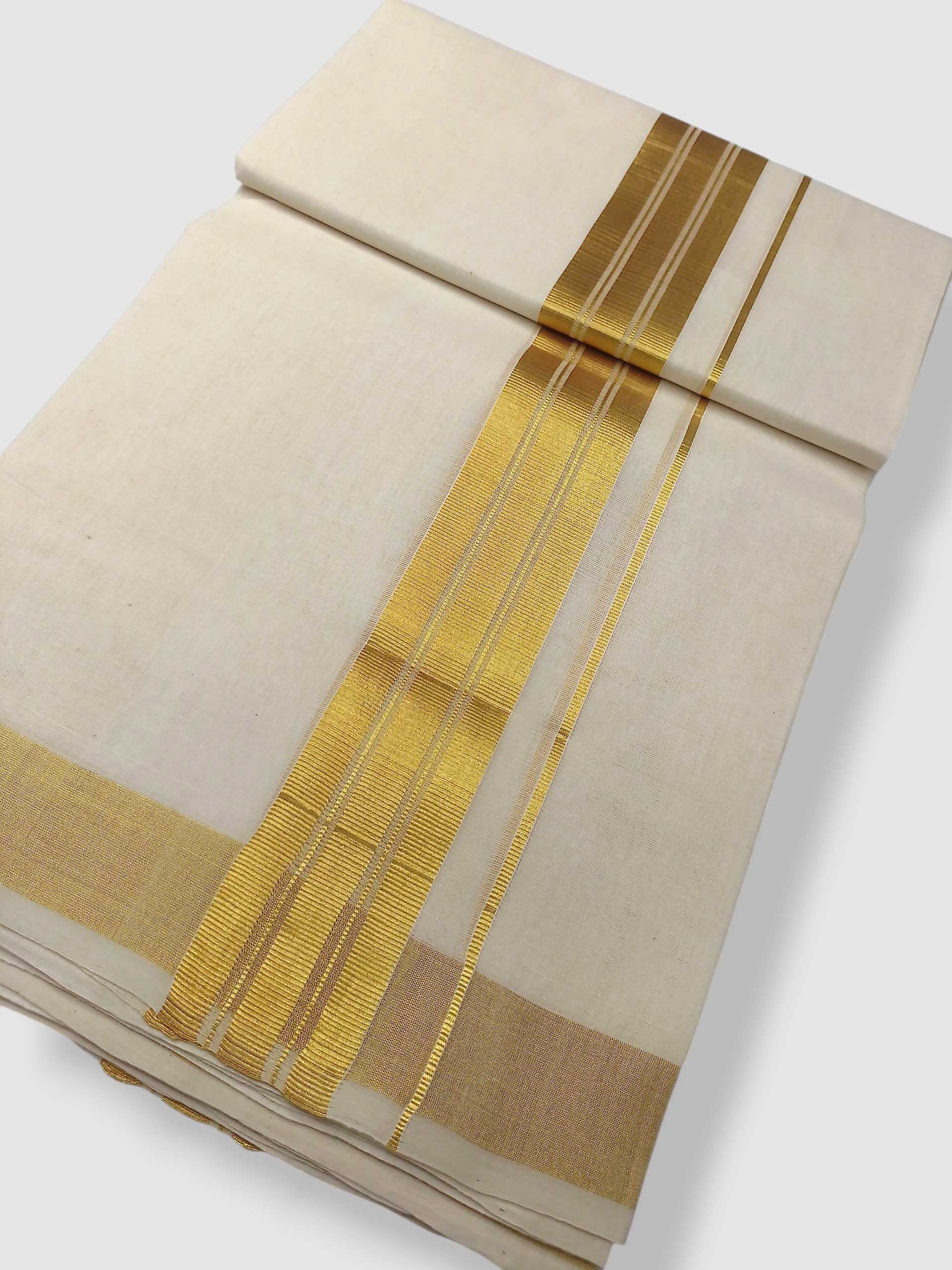 Original Balaramapuram Handloom Kasavu Mundu for Men