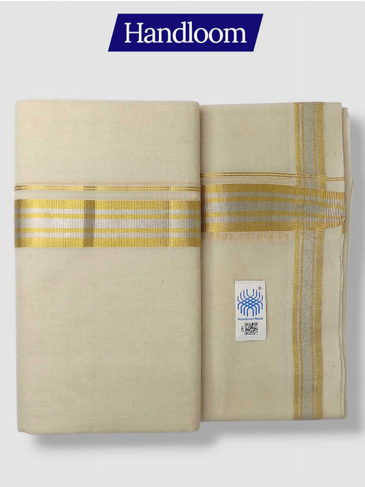 Original Balaramapuram Handloom Kasavu Mundu for Men