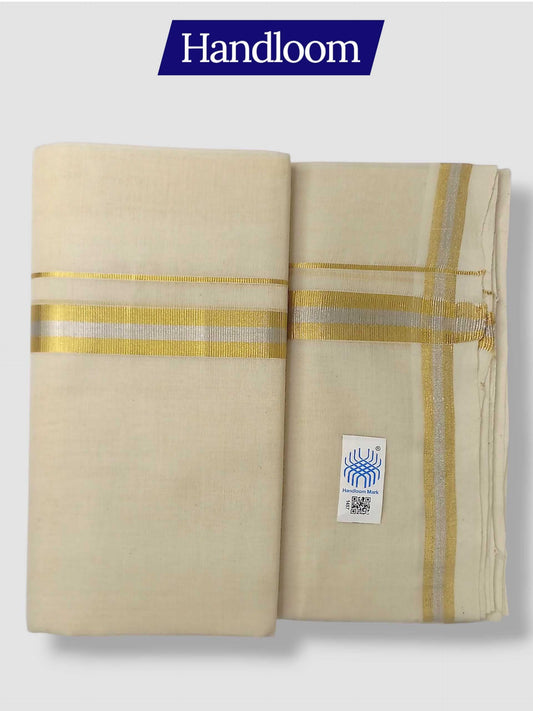 Original Balaramapuram Handloom Kasavu Mundu for Men