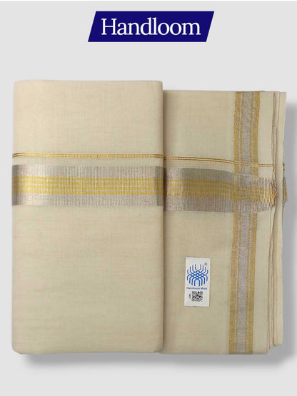 Original Balaramapuram Handloom Kasavu Mundu for Men