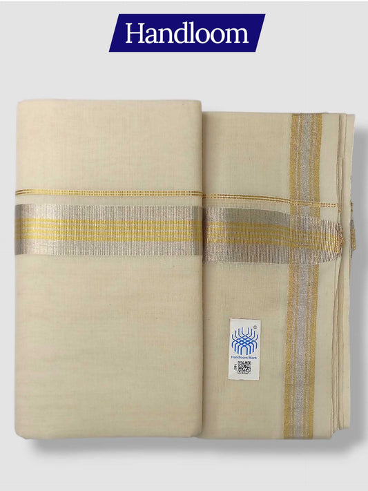 Original Balaramapuram Handloom Kasavu Mundu for Men
