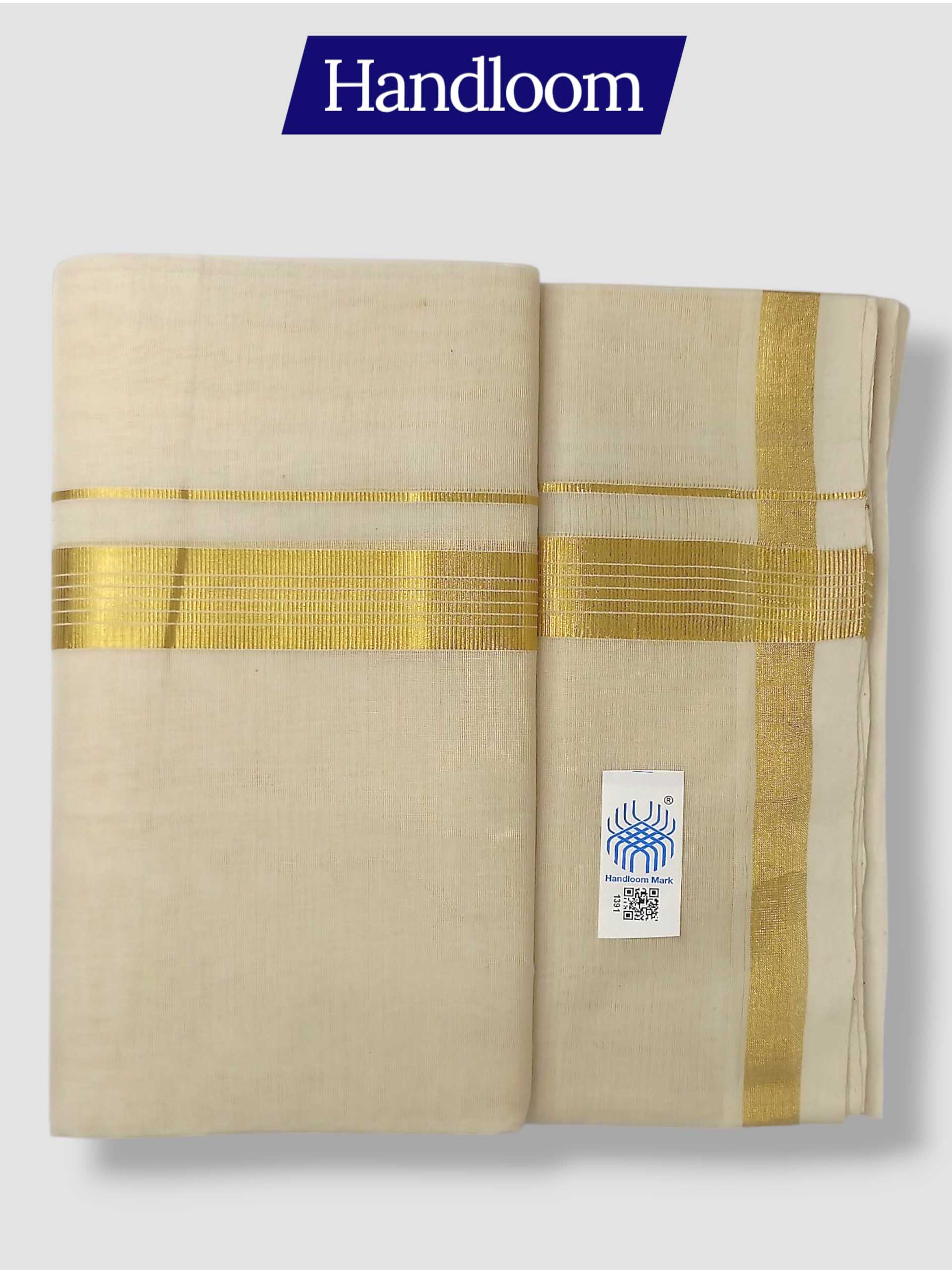 Original Balaramapuram Handloom Kasavu Mundu for Men