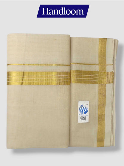 Original Balaramapuram Handloom Kasavu Mundu for Men