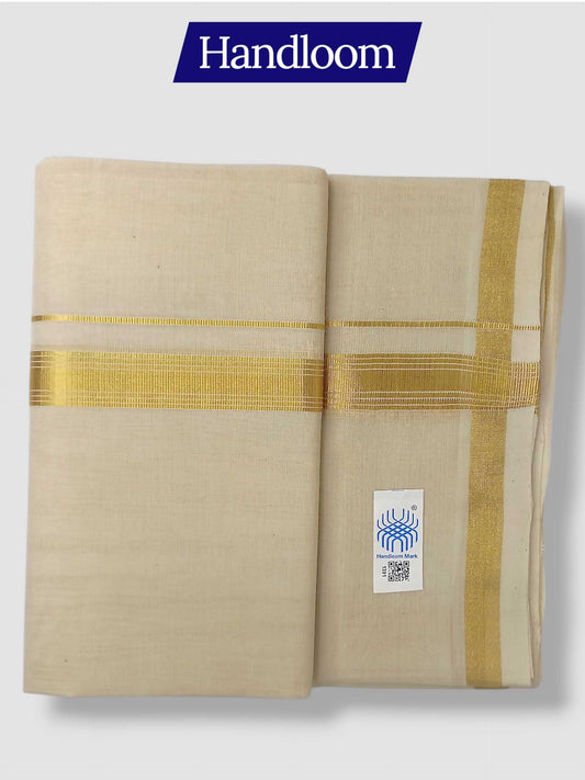 Original Balaramapuram Handloom Kasavu Mundu for Men