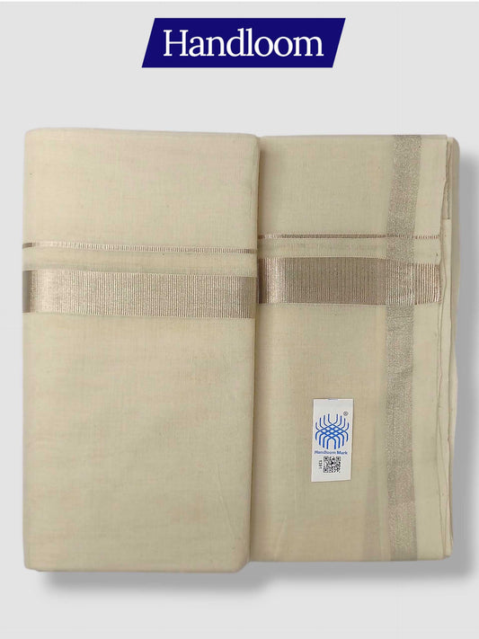 Original Balaramapuram Handloom Kasavu Mundu for Men