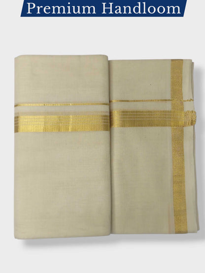 Original Balaramapuram Handloom Kasavu Mundu for Men