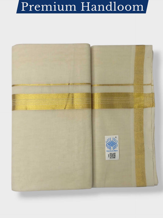 Original Balaramapuram Handloom Kasavu Mundu for Men