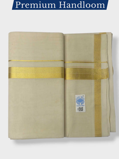 Original Balaramapuram Handloom Kasavu Mundu for Men
