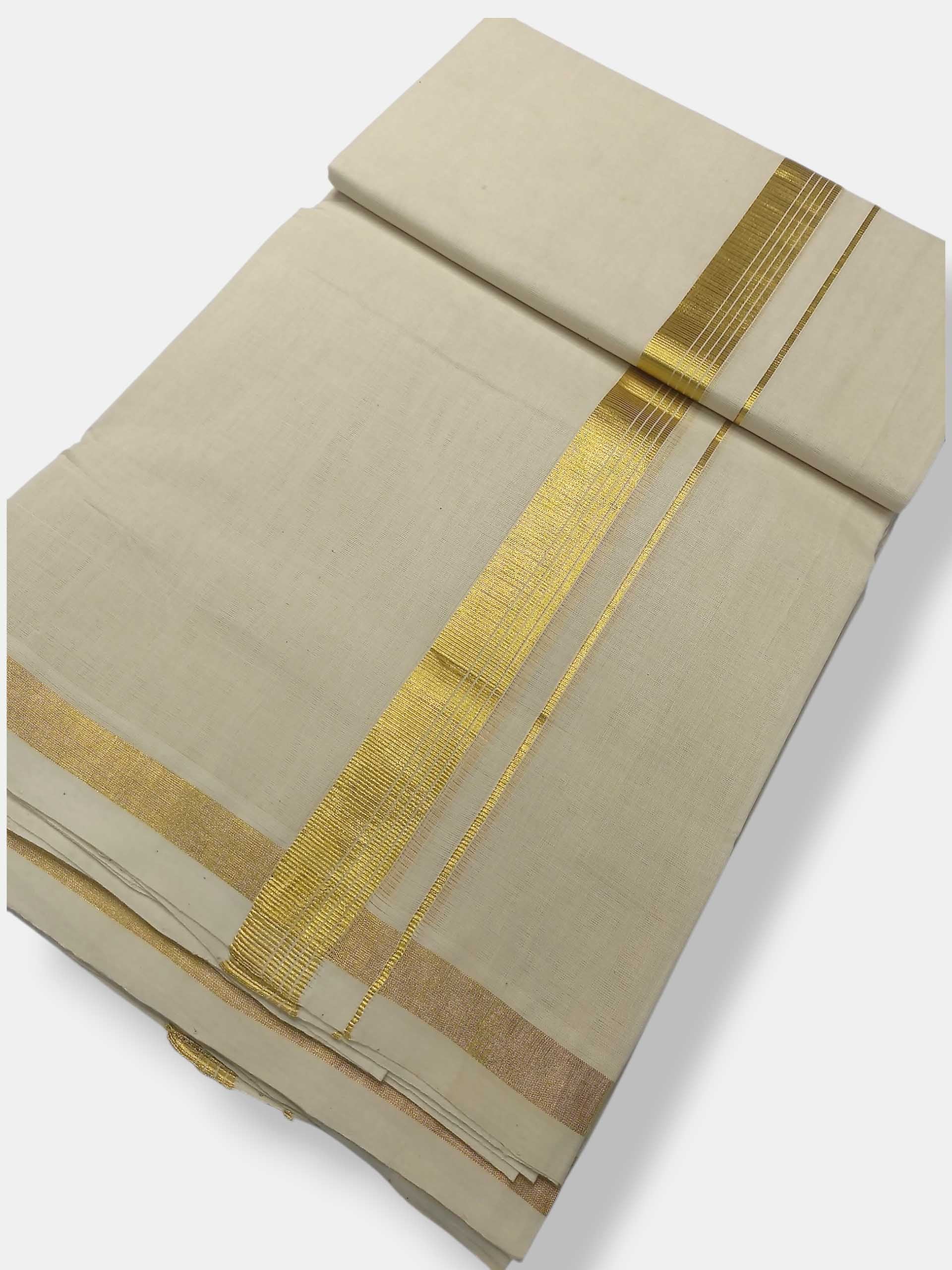 Original Balaramapuram Handloom Kasavu Mundu for Men