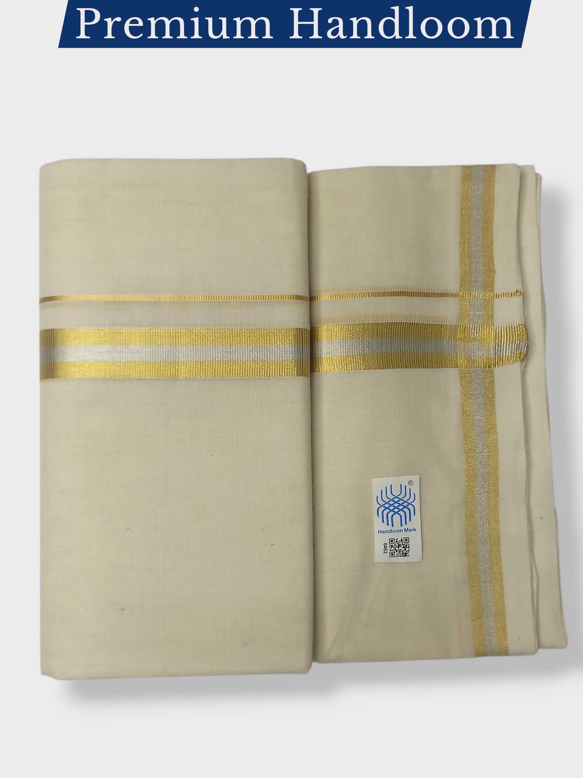 Original Balaramapuram Handloom Kasavu Mundu for Men