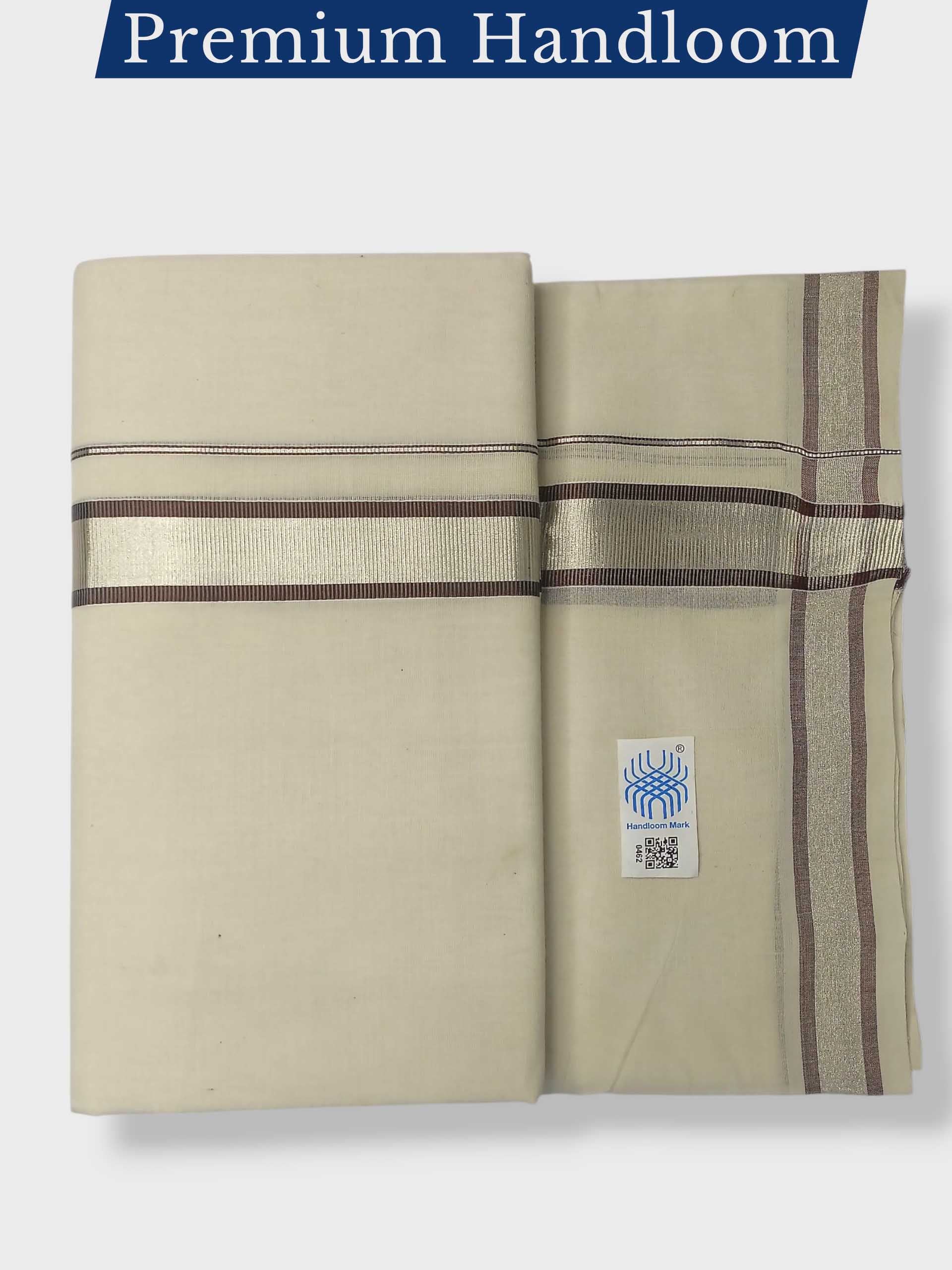 Original Balaramapuram Handloom Kasavu Mundu for Men