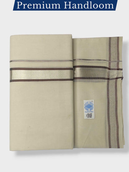 Original Balaramapuram Handloom Kasavu Mundu for Men