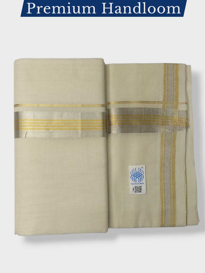 Original Balaramapuram Handloom Kasavu Mundu for Men