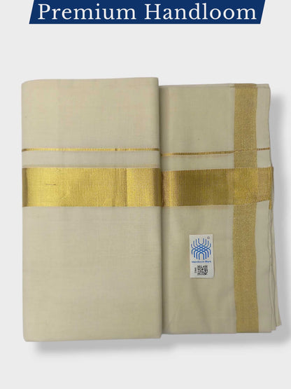 Original Balaramapuram Handloom Kasavu Mundu for Men