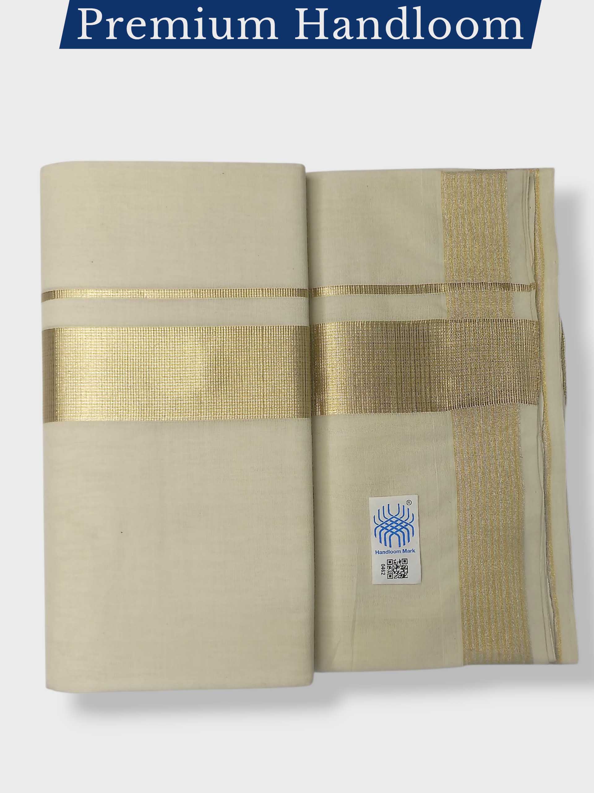 Original Balaramapuram Handloom Kasavu Mundu for Men