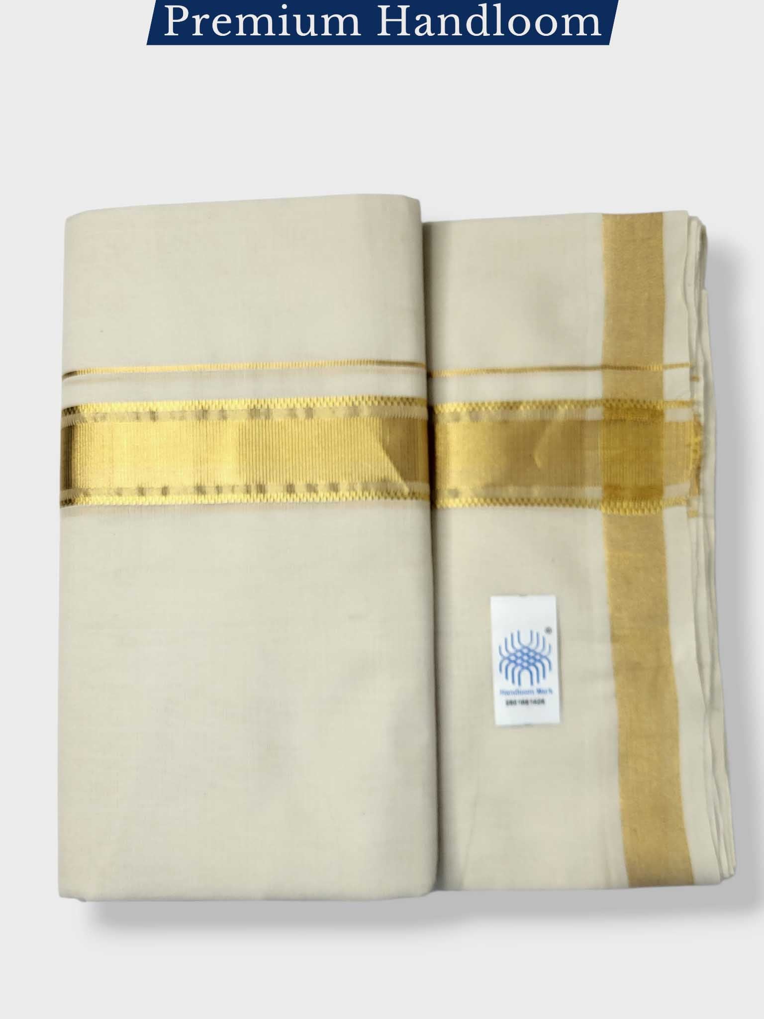Original Balaramapuram Handloom Kasavu Mundu for Men