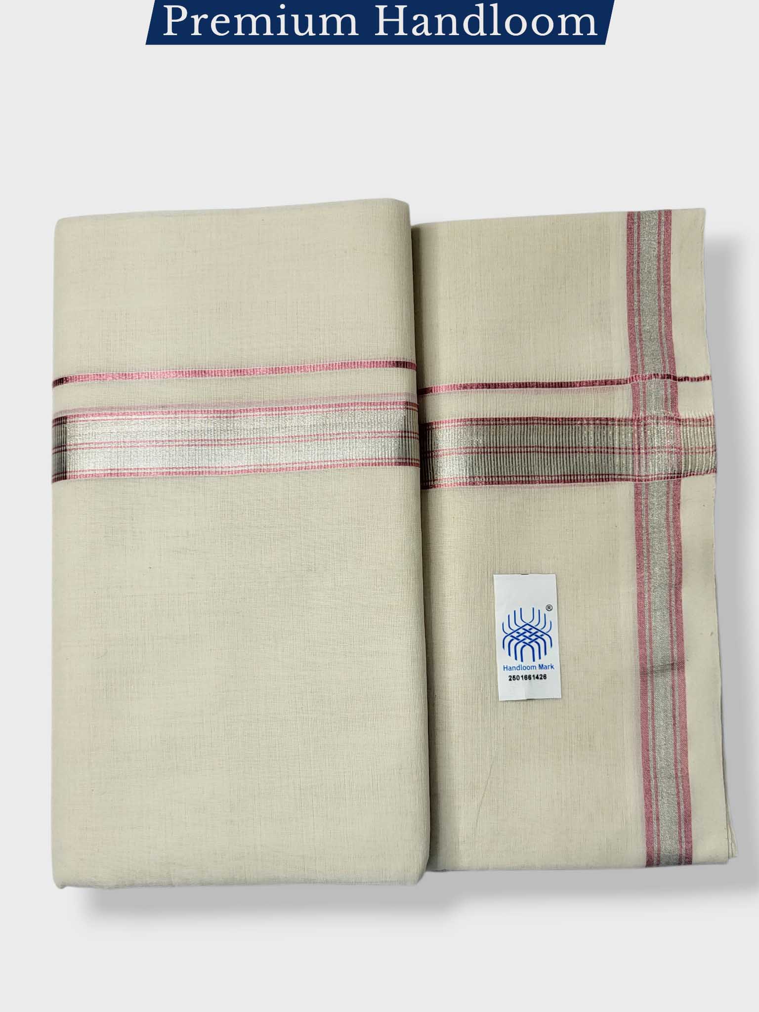 Original Balaramapuram Handloom Kasavu Mundu for Men