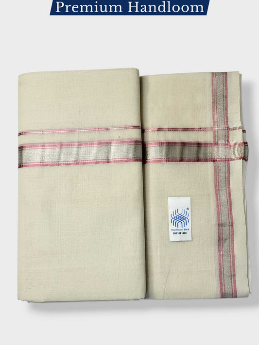 Original Balaramapuram Handloom Kasavu Mundu for Men