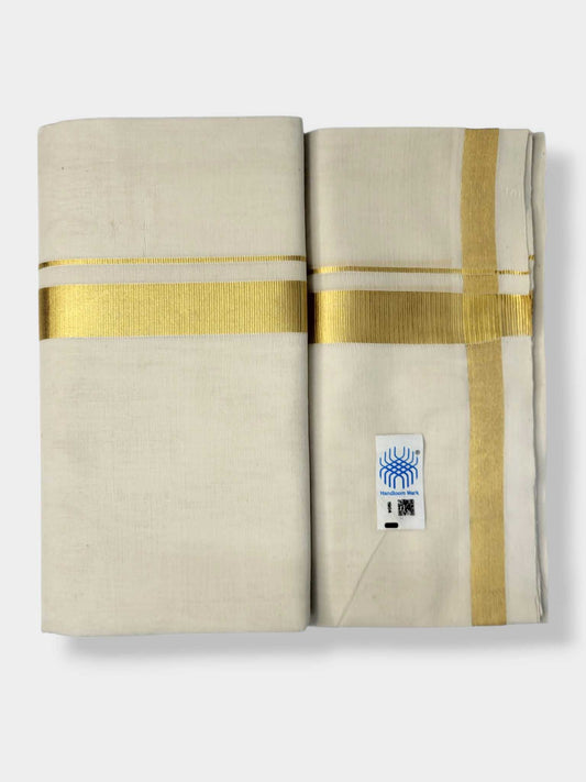 Original Balaramapuram Handloom Kasavu Mundu for Men