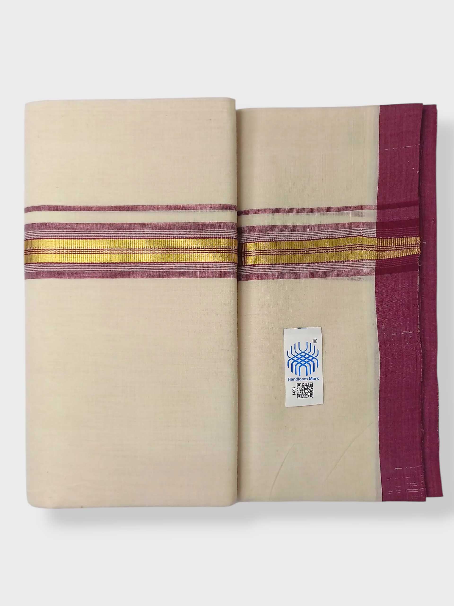 Kerala Balaramapuram Pure Cotton Handloom Mundu/Dhoti