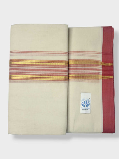 Kerala Balaramapuram Pure Cotton Handloom Mundu/Dhoti
