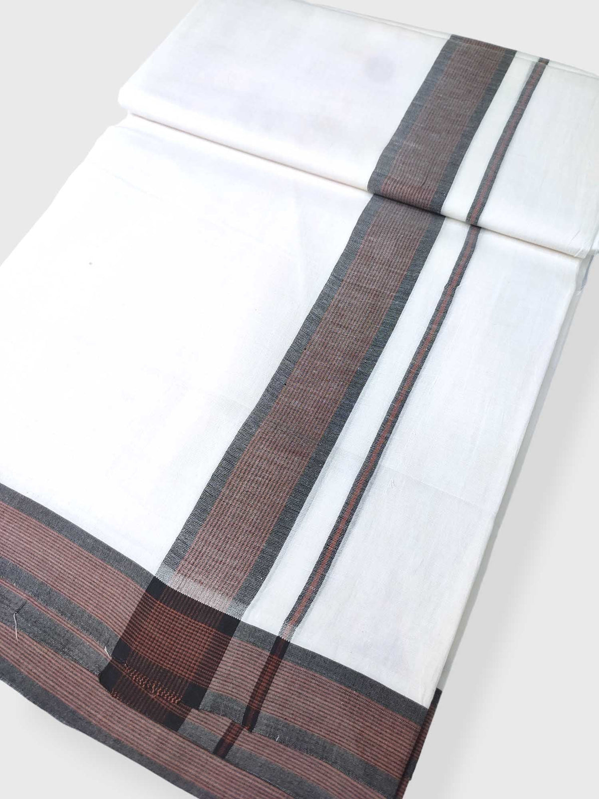 Pure White Cotton Men's Double Dhoti