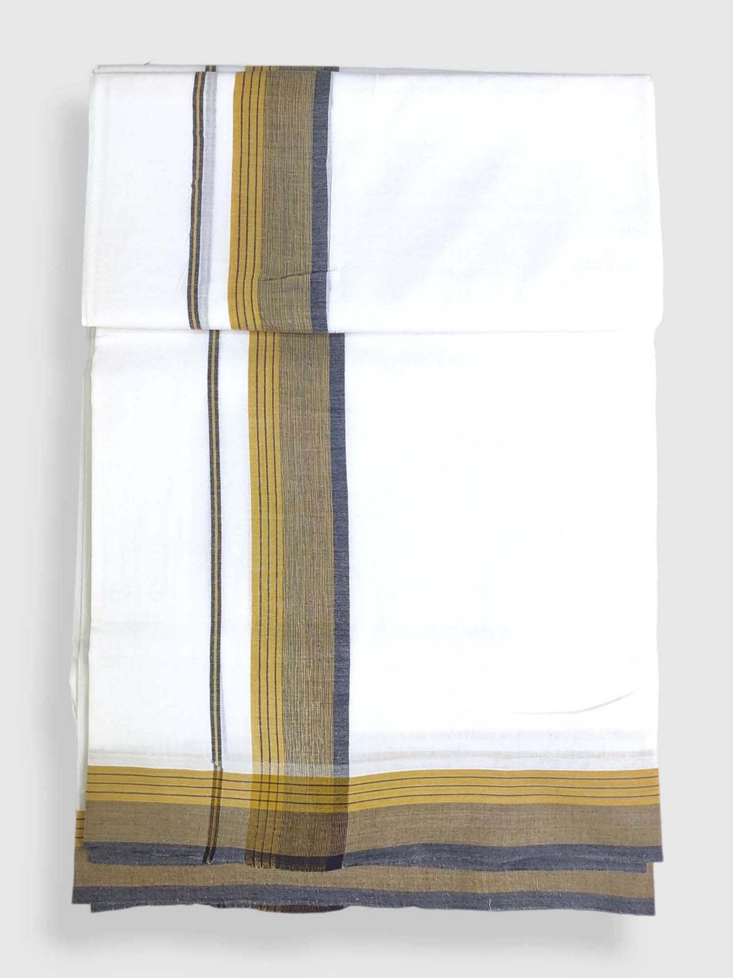 Pure White Cotton Men's Double Dhoti