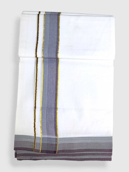 Pure White Cotton Men's Double Dhoti