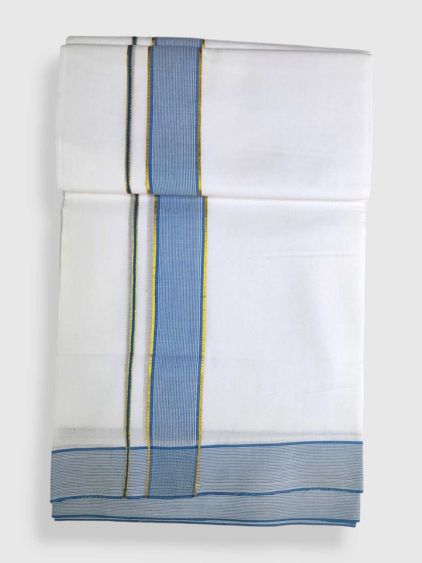 Pure White Cotton Men's Double Dhoti