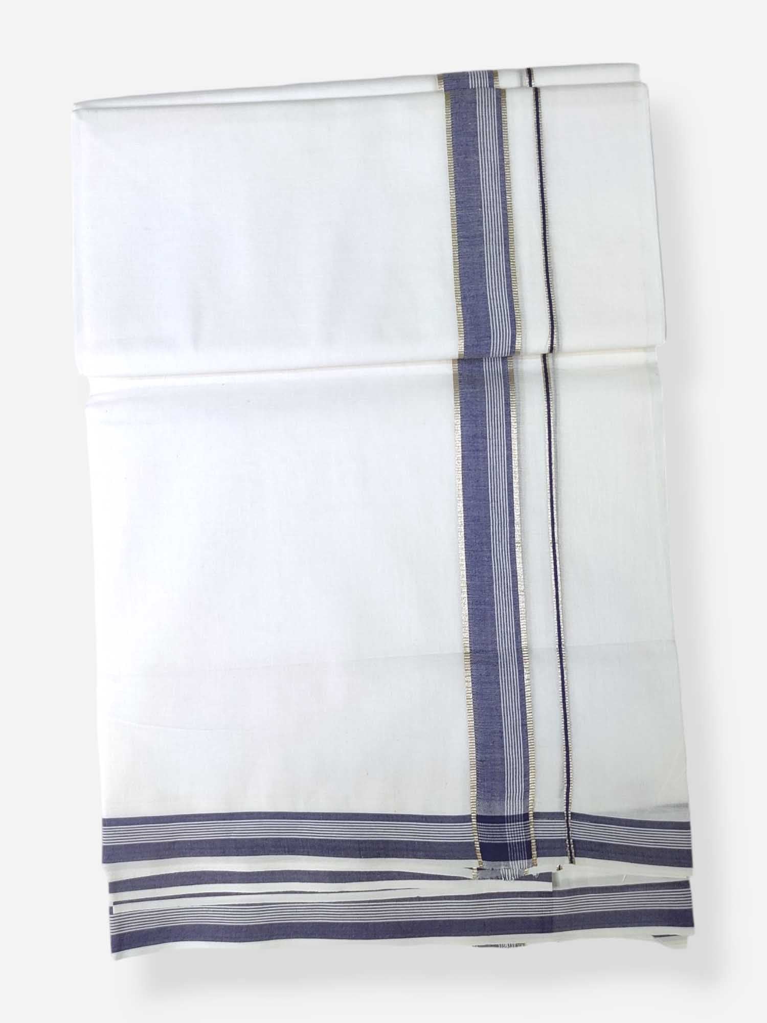 Pure White Cotton Men's Double Dhoti