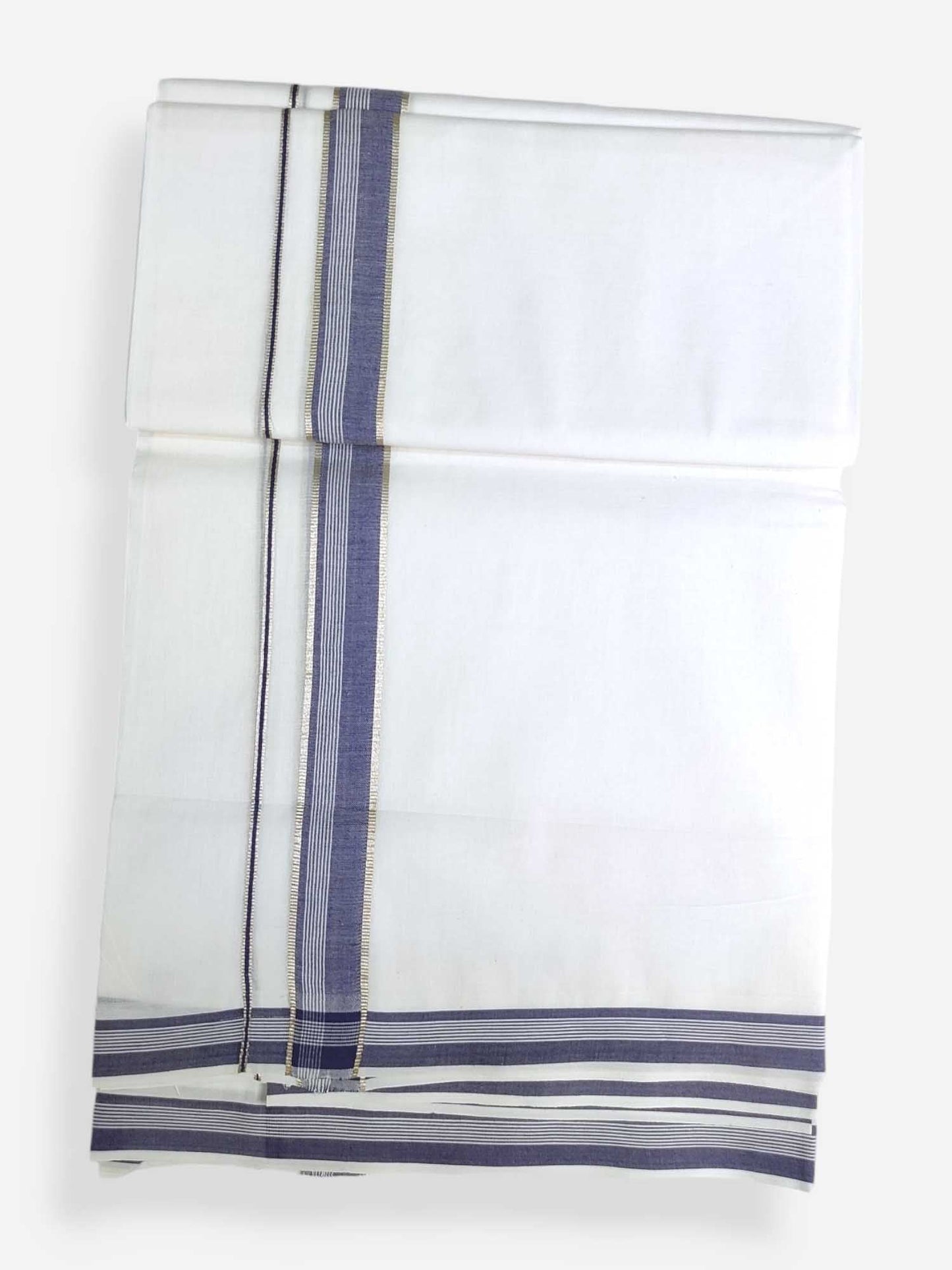 Pure White Cotton Men's Double Dhoti