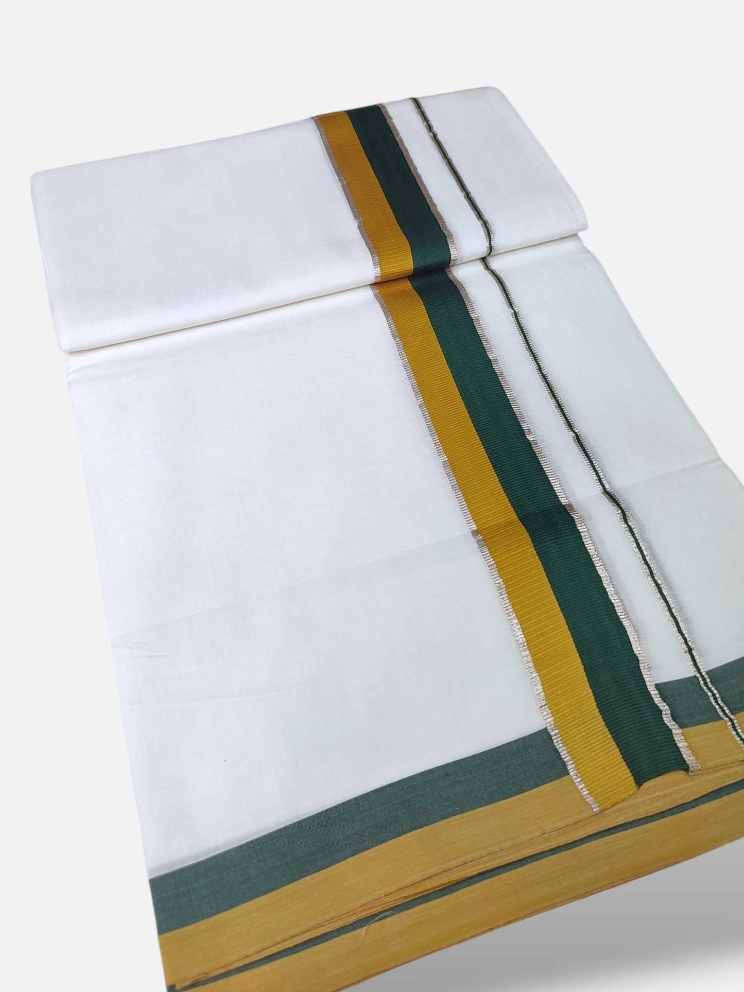 Pure White Cotton Men's Double Dhoti