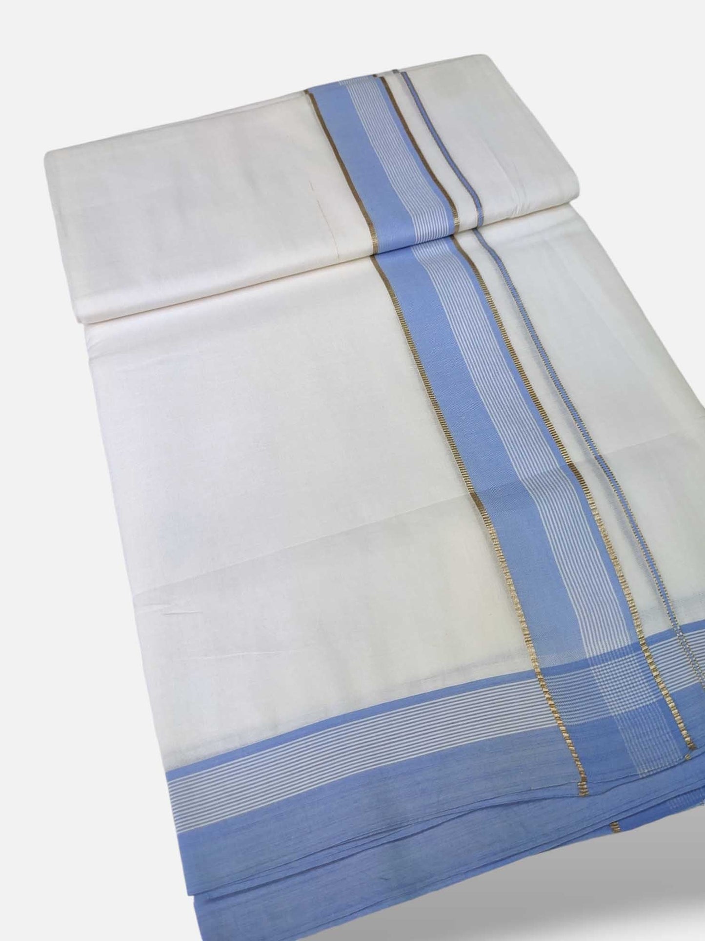 Pure White Cotton Men's Double Dhoti